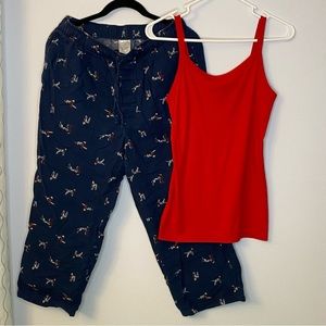 Land End pajama pants flannel and red tank (not Lands End) size M lounging